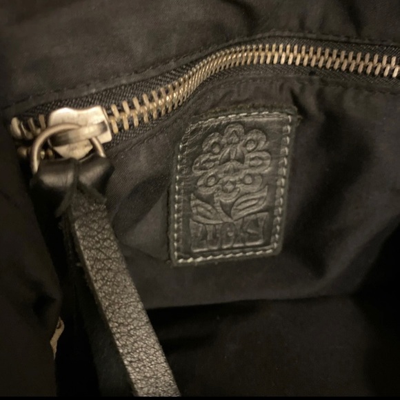 LUCKY BRAND Gray Black Patchwork
Suede Leather -Bucket Crossbody - Picture 10 of 12